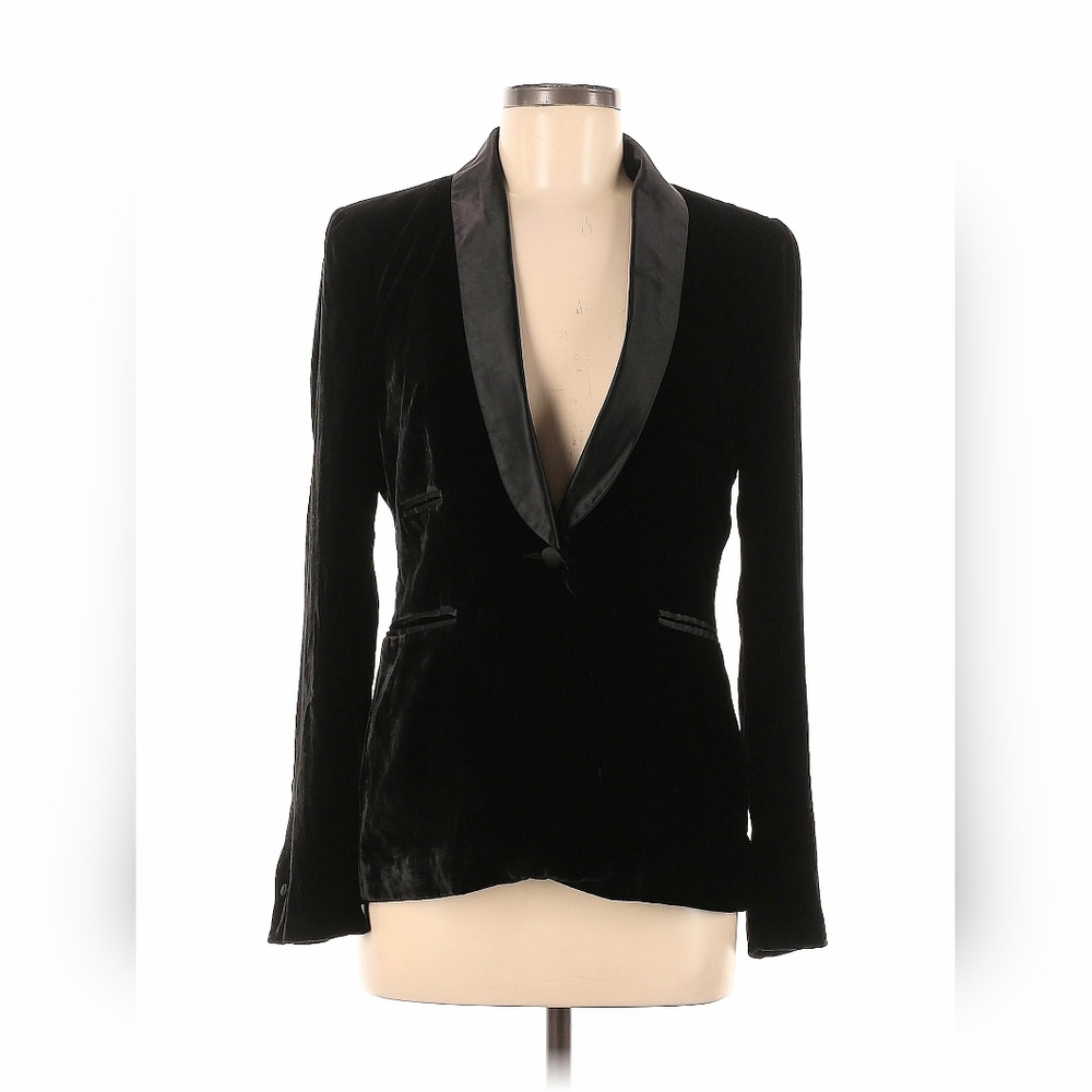Zara Crushed Velvet Blazer with Satin Lapel